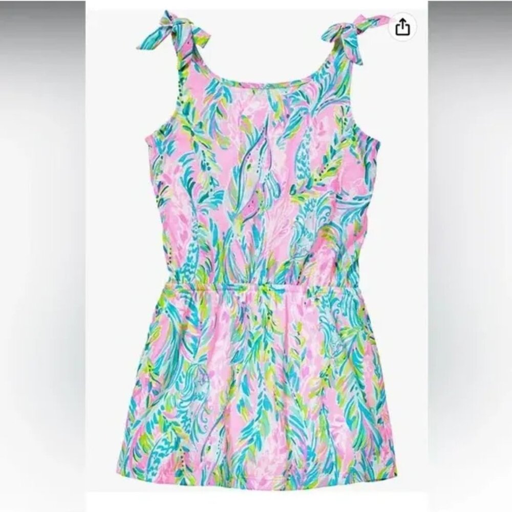 Lilly Pulitzer Pink Multicolor Tie-Shoulder Romper